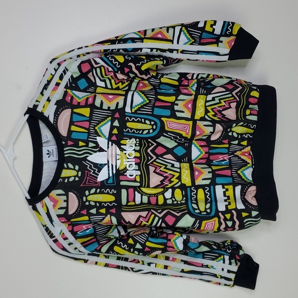 Adidas crewneck sweatshirt retro wacky print 90s kids girls Small